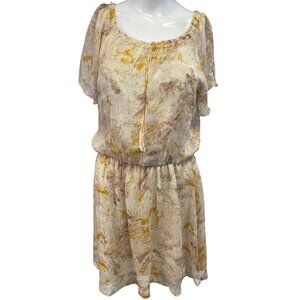 Bear Two Womens Tan Sheer Leaf Design dress above knee Size 38-8 SKU 3597